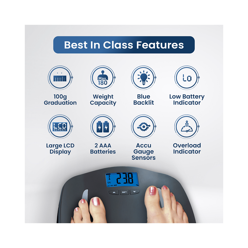 Dr Trust USA Abs Fitness Body Composition Monitor Fat Analyzer and Weighing Scale Grey - Image 5