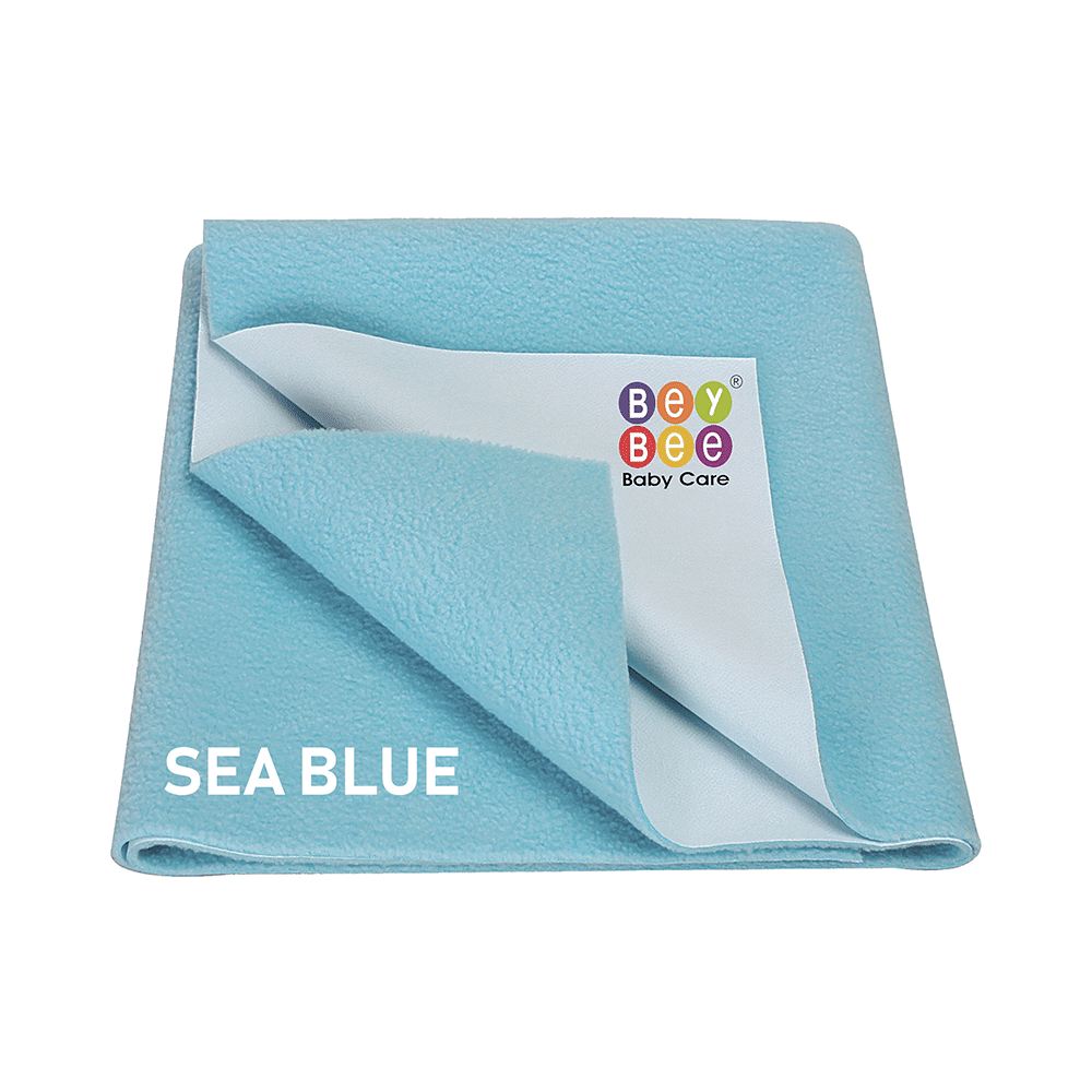 Bey Bee Waterproof Baby Bed Protector Dry Sheet for Toddlers (100cm X 70cm) Medium Sea Blue