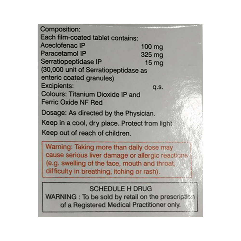 Aceclo Sera 100mg/325mg/15mg Tablet - Image 2