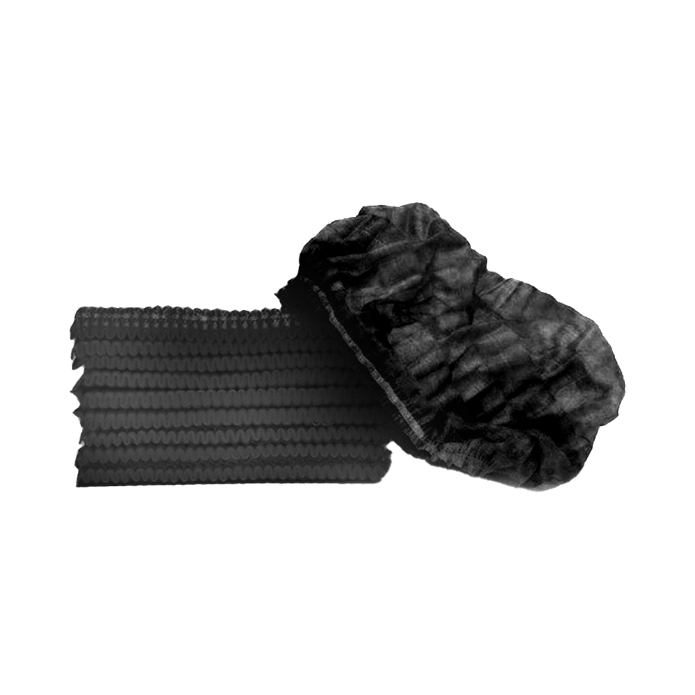 S4 Healthcare Bouffant Crimp Disposable Non Woven Cap Medium Black