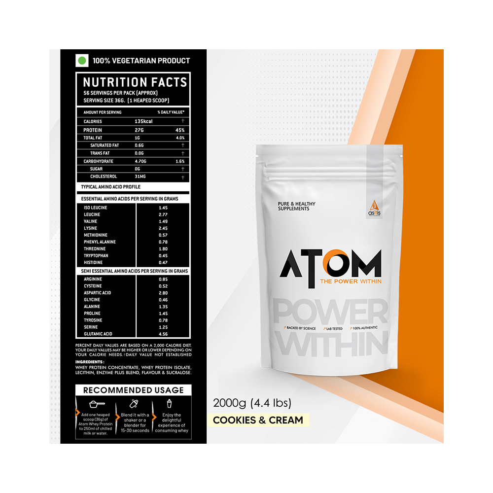 AS-IT-IS Nutrition Atom Whey Protein Enzyme Blend Cookies & Cream - Image 3