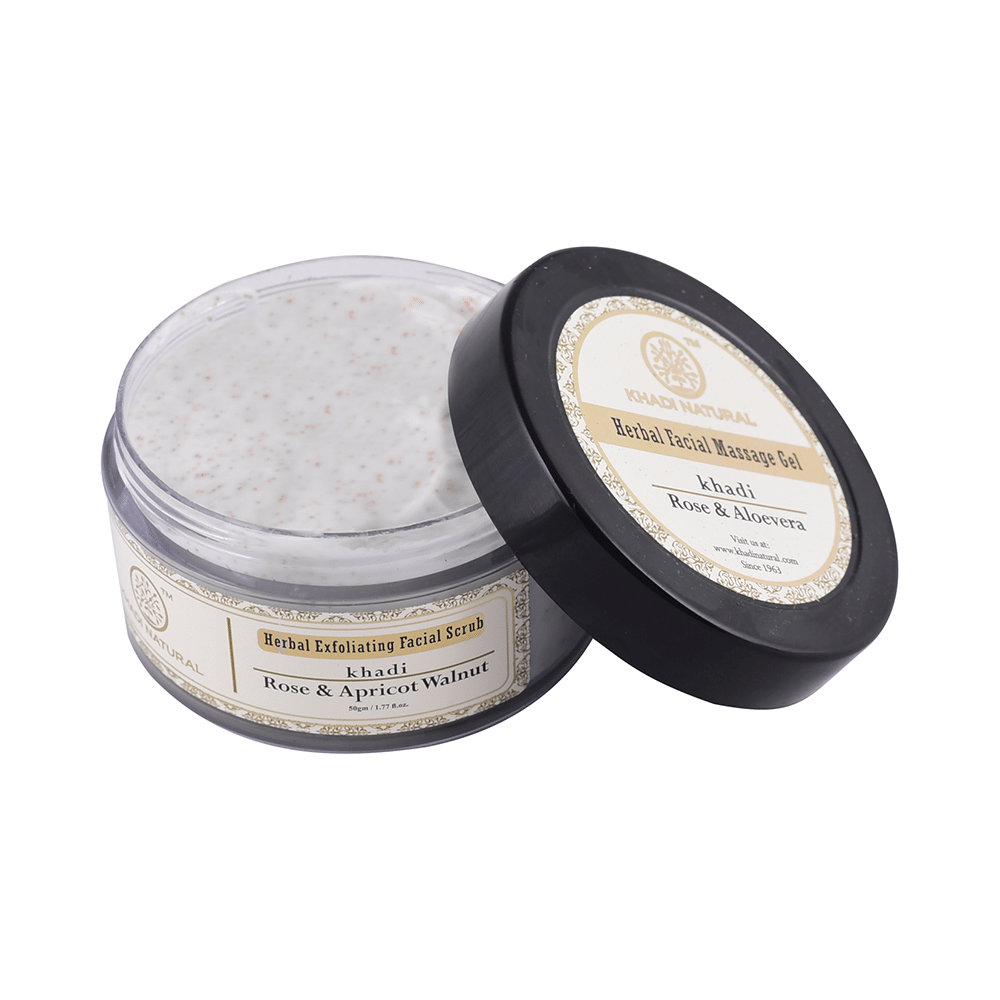 Khadi Naturals Rose, Apricot & Walnut Herbal Exfoliating Facial Scrub - Image 3
