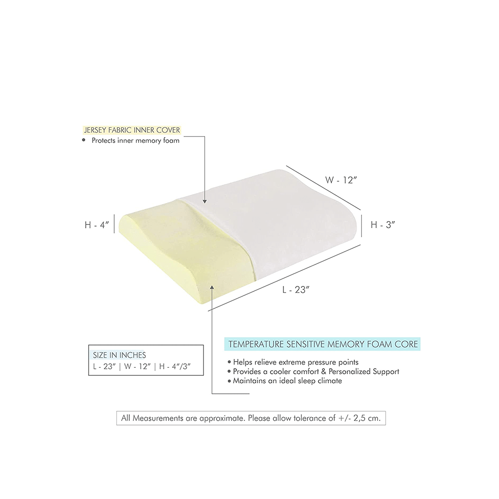 The White Willow Contour Cervical Orthopedic Memory Foam Pillow Standard Off White - Image 2