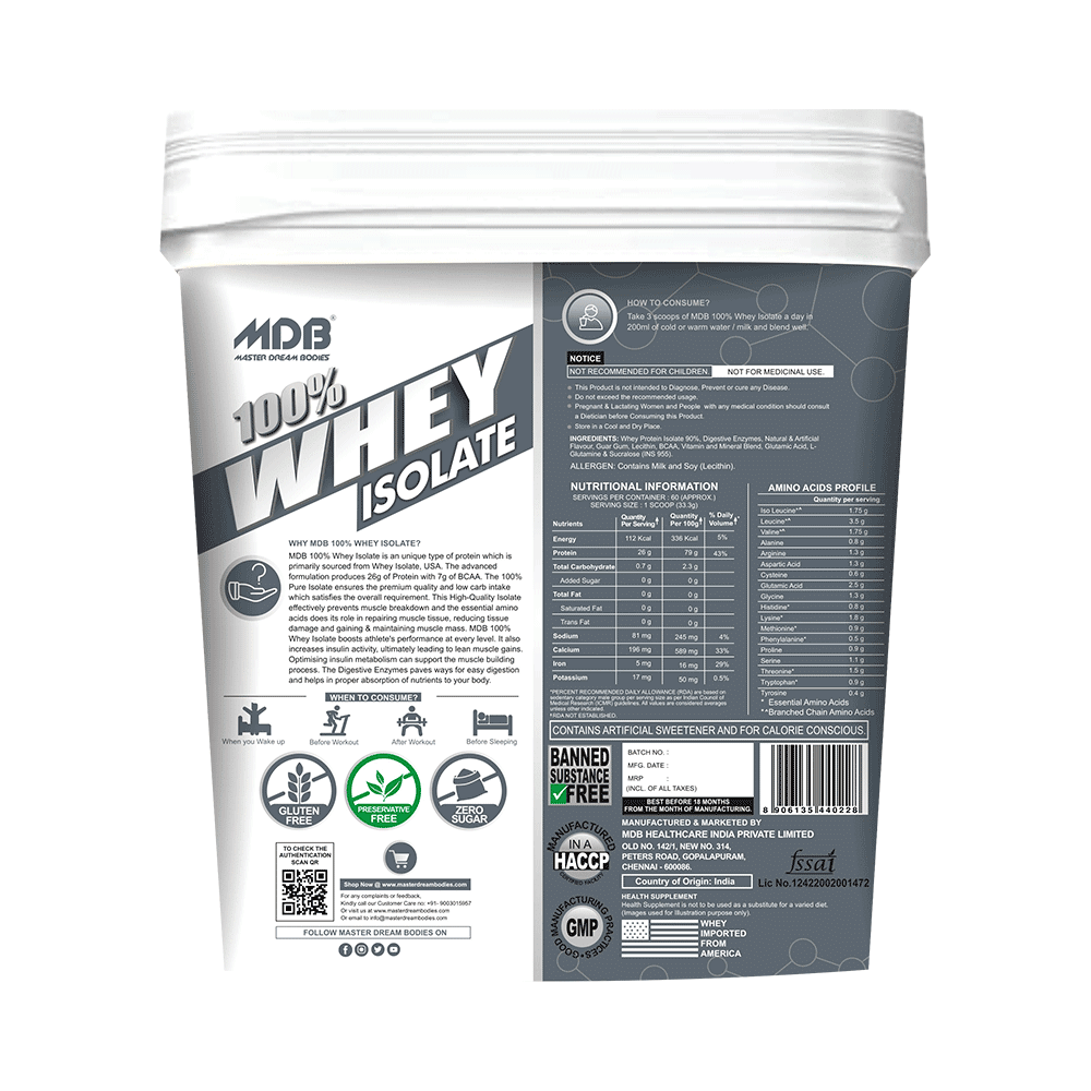 MDB Master Dream Bodies 100% Whey Isolate Rich Chocolate - Image 2