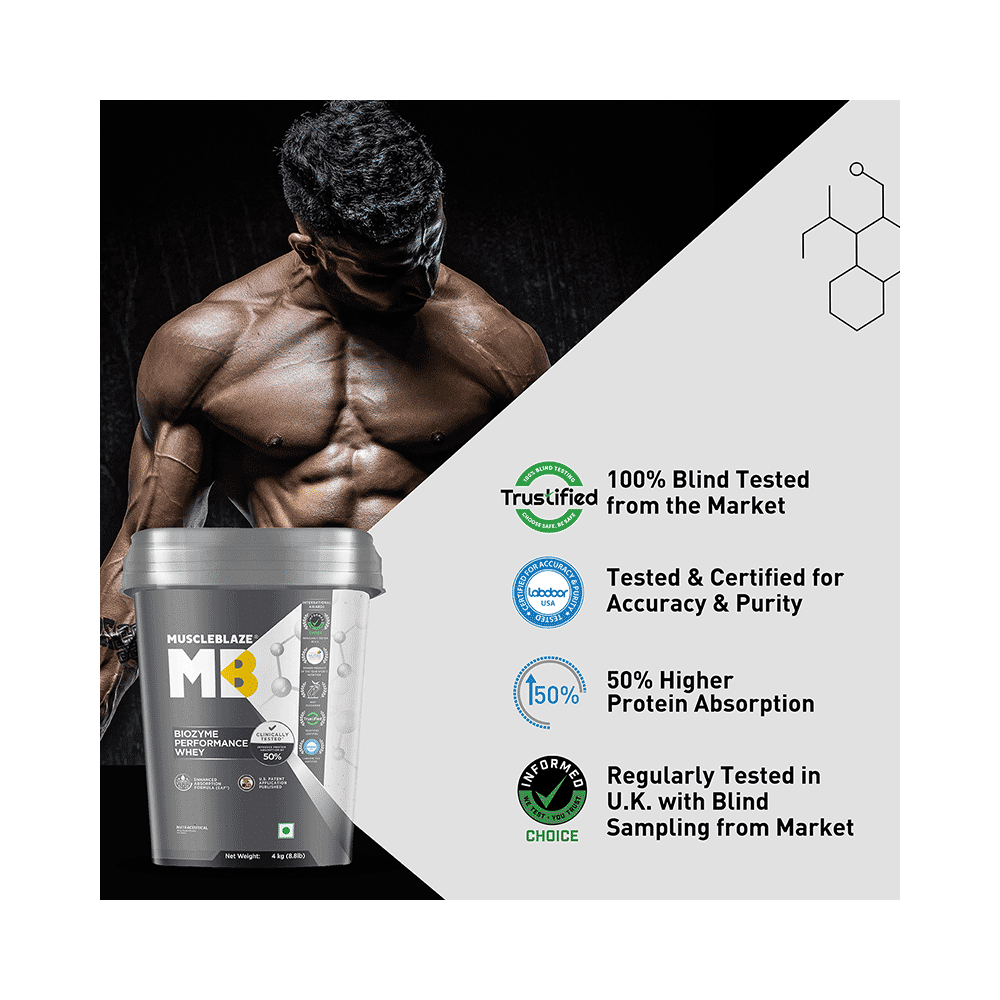MuscleBlaze MuscleBlaze Biozyme Performance Whey Protein | For Muscle Gain | Improves Protein Absorption | Nutrition Care Chocolate Hazelnut - Image 5