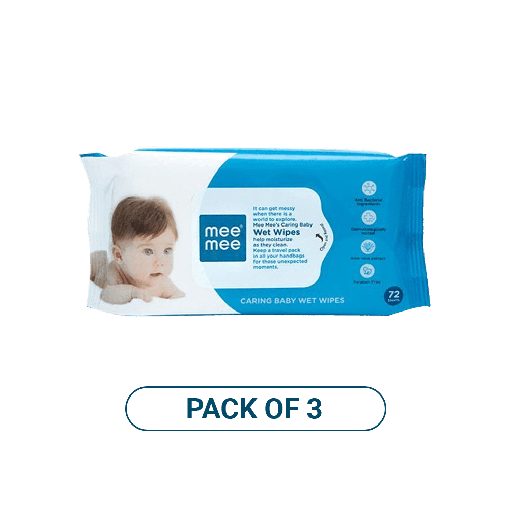 Mee Mee Caring Baby Wet Wipes with Aloe Vera | Pack of 3 - Image 1