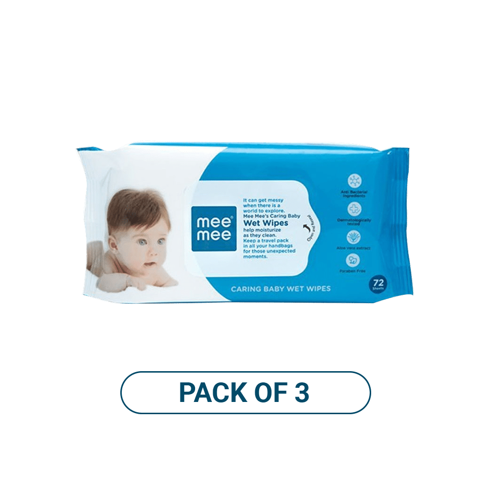 Mee Mee Caring Baby Wet Wipes with Aloe Vera | Pack of 3