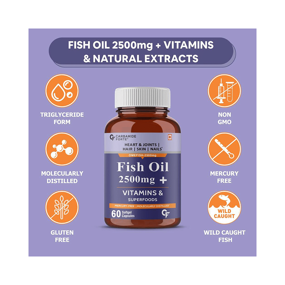 Carbamide Forte Fish Oil 2500mg + Vitamin | Softgel Capsule for Heart, Joints, Hair, Skin & Nails - Image 6