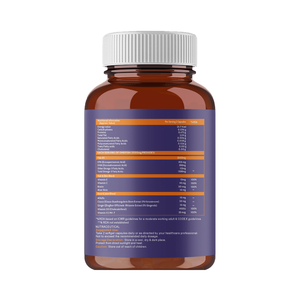 Carbamide Forte Fish Oil 2500mg + Vitamin | Softgel Capsule for Heart, Joints, Hair, Skin & Nails - Image 2
