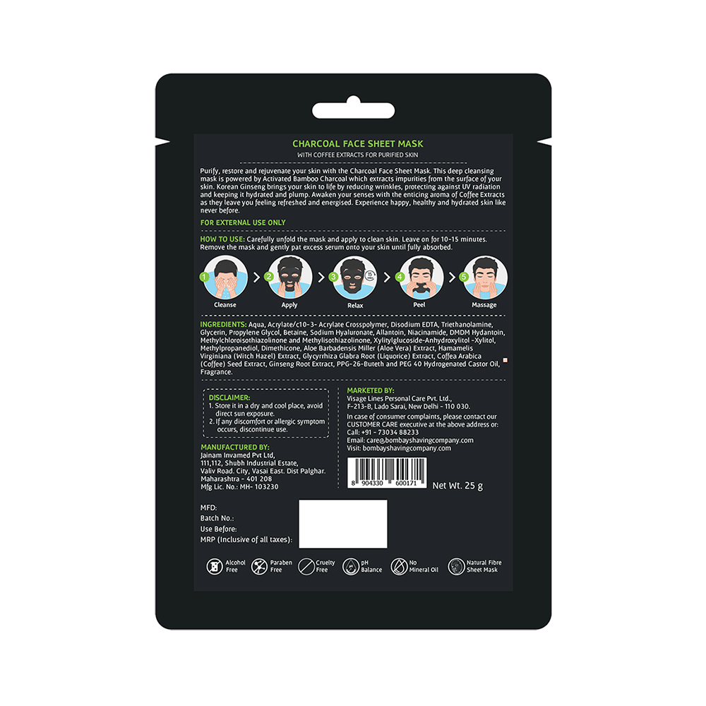 Bombay Shaving Company Charcoal Face Sheet Mask - Image 2