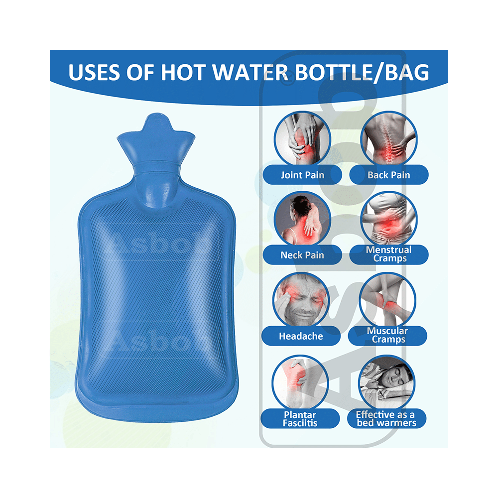 Asbob Healthcare Healthcare Hot Water Bottle, Hot Water Bag for Pain Relief and Cramps Blue - Image 5