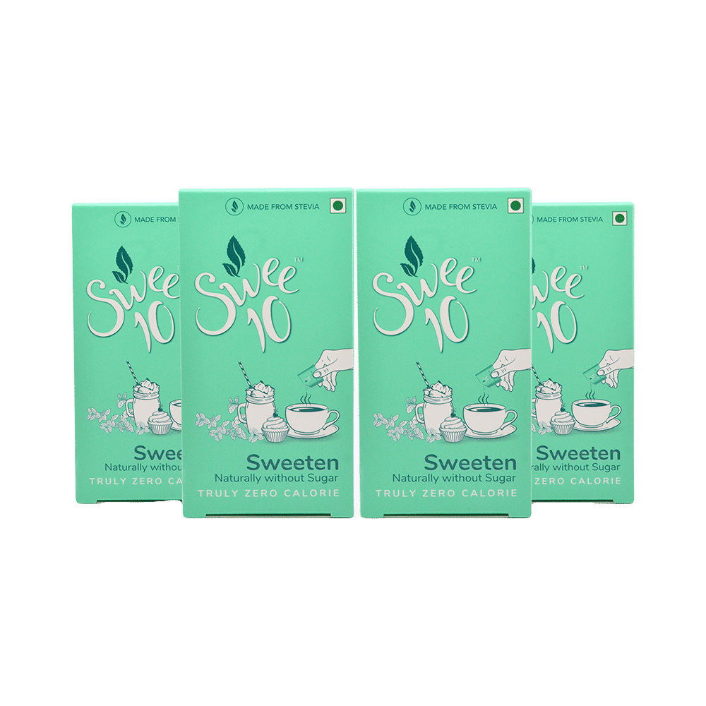 Swee10 Natural Stevia Sweetener Powder | Sugar Free | Zero Calorie Sugar Substitute 30 Sachet (1gm Each)