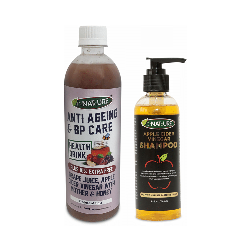 DrNATcURE Apple Cider Vinegar with Grapes & Honey with Apple Cider Vinegar Shampoo 200ml Free