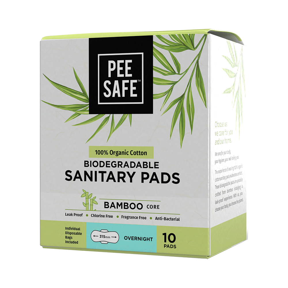 Pee Safe 100% Organic Cotton - Biodegradable Sanitary Pads | Overnight - Image 1