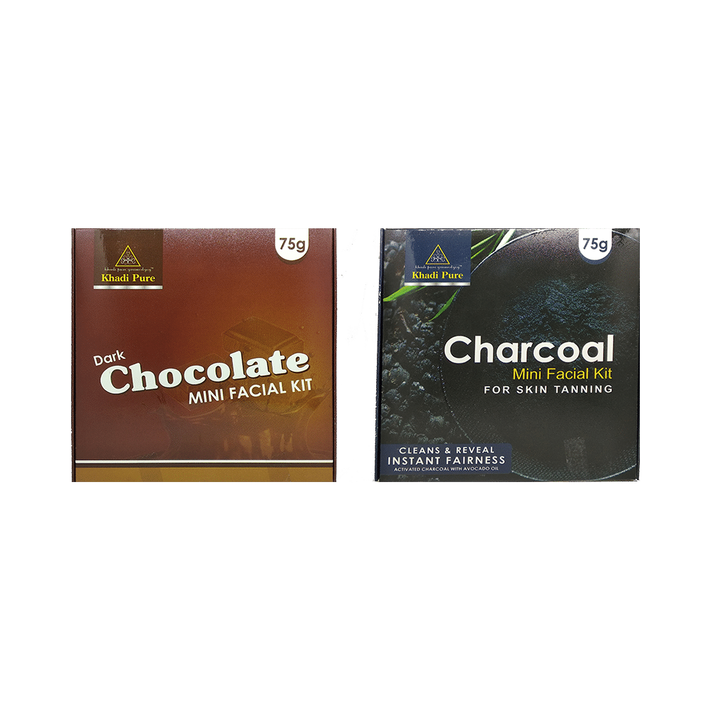 Khadi Pure Combo Pack of Dark Chocolate Mini Facial Kit & Charcoal Mini Facial Kit (75gm Each) - Image 1