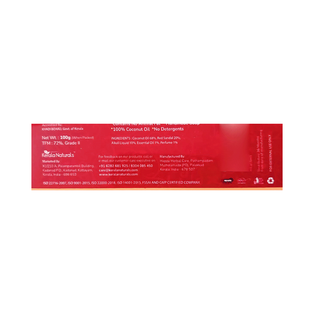 Kerala Naturals Premium Quality Red Sandal  Natural Handmade Soap - Image 2