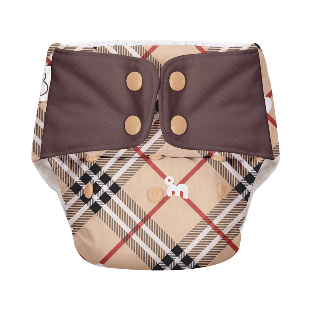 Superbottoms UNO Washable & Reusable Adjustable Cloth Diaper with Dry Feel Pads Set Free Size Tartan Royale - Image 2