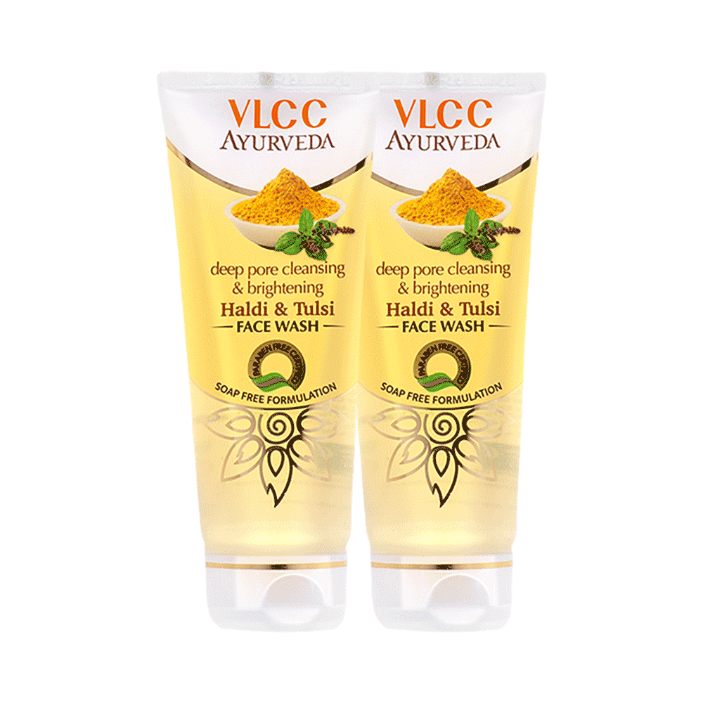 VLCC Ayurveda Deep Pore Cleansing & Brightening Haldi & Tulsi Face Wash (100ml Each) - Image 1
