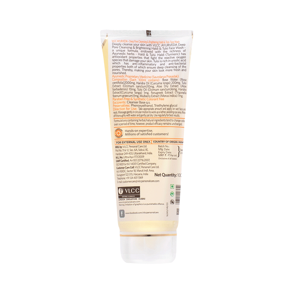 VLCC Ayurveda Deep Pore Cleansing & Brightening Haldi & Tulsi Face Wash (100ml Each) - Image 2