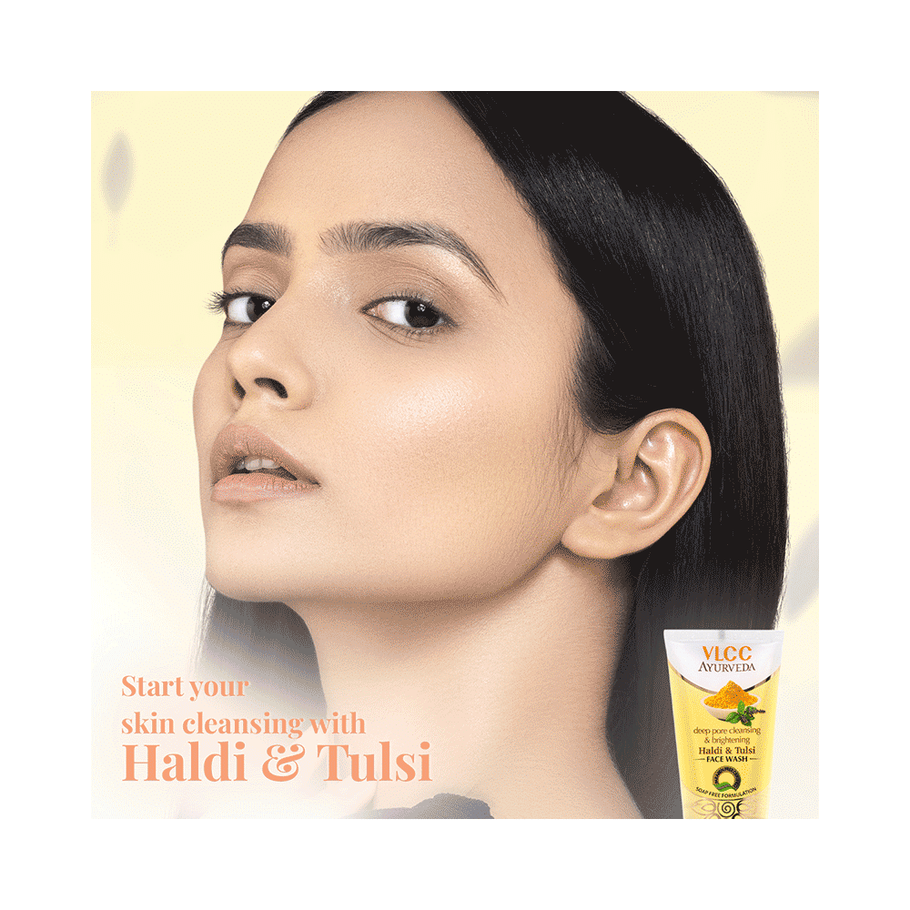 VLCC Ayurveda Deep Pore Cleansing & Brightening Haldi & Tulsi Face Wash (100ml Each) - Image 5