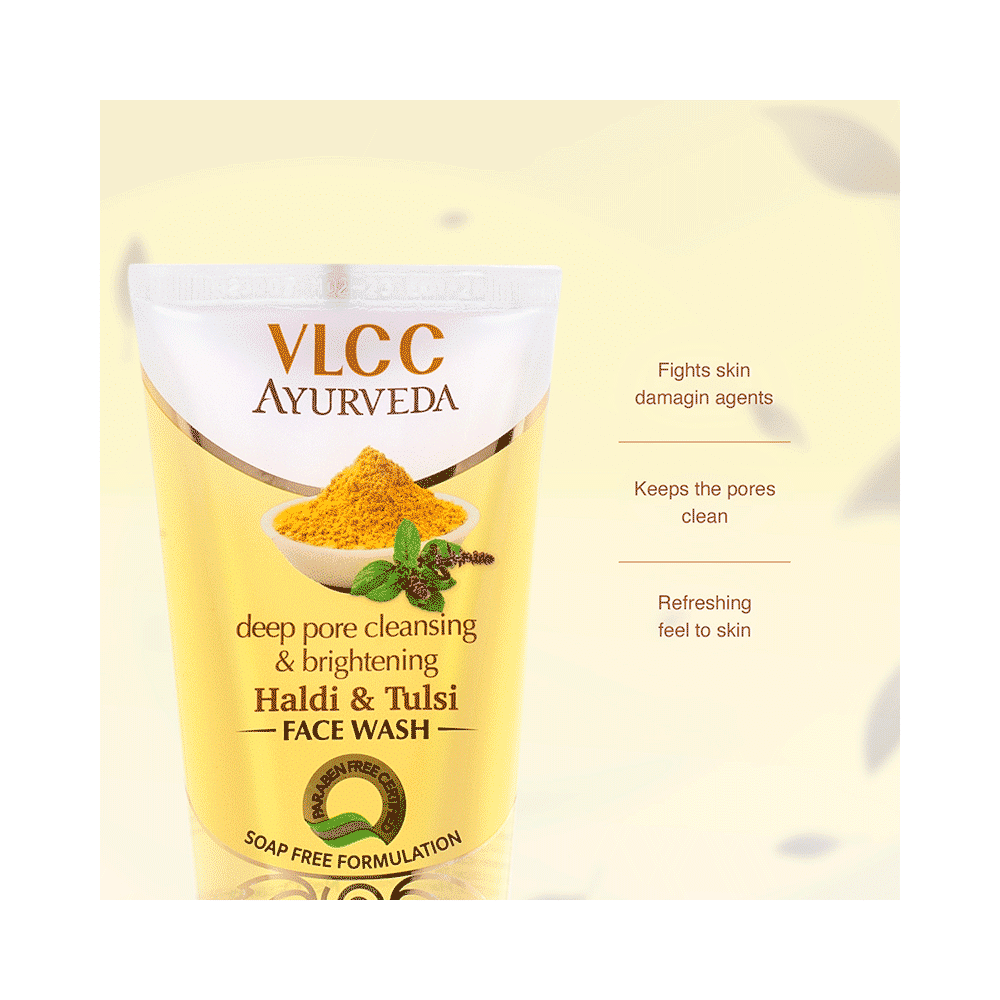 VLCC Ayurveda Deep Pore Cleansing & Brightening Haldi & Tulsi Face Wash (100ml Each) - Image 4