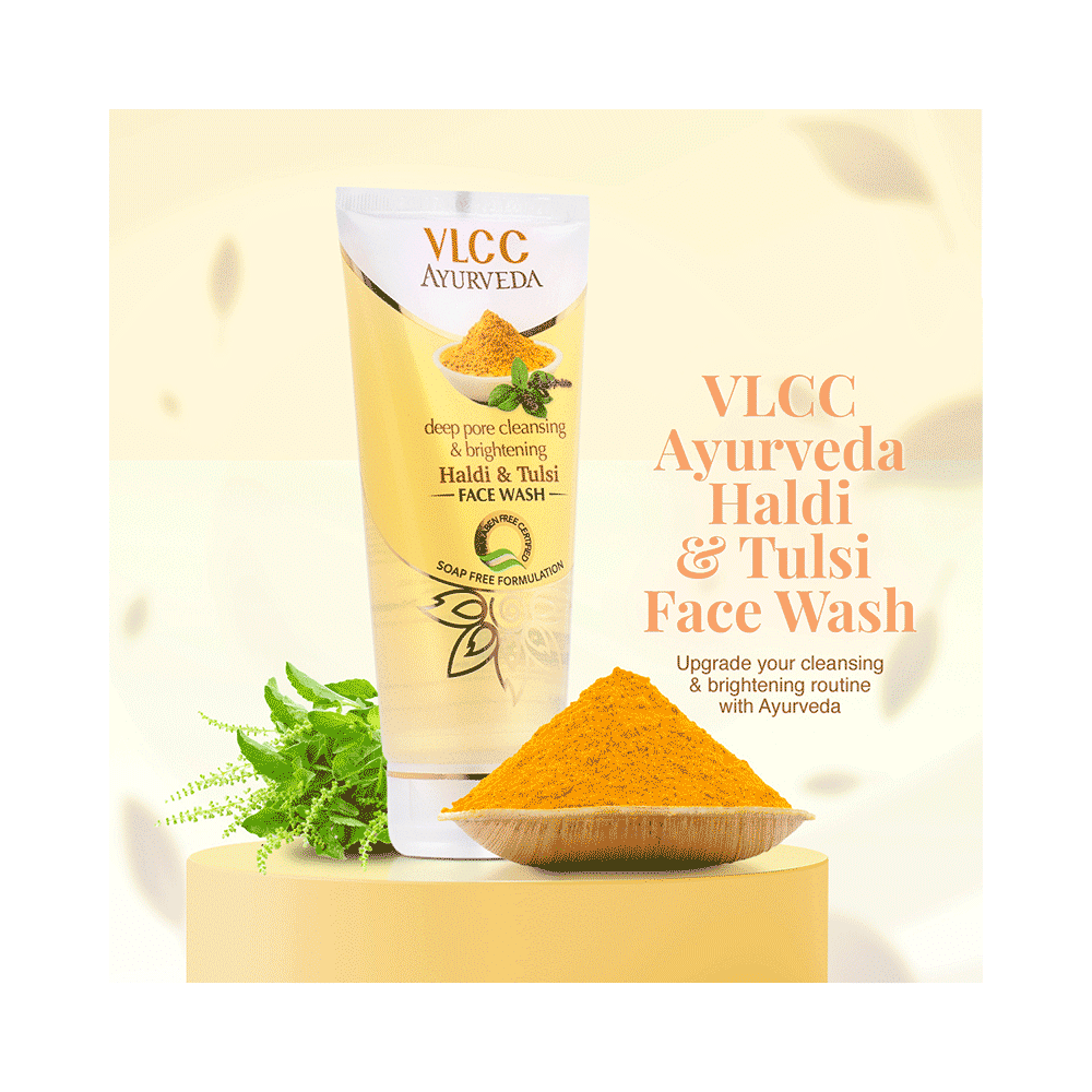 VLCC Ayurveda Deep Pore Cleansing & Brightening Haldi & Tulsi Face Wash (100ml Each) - Image 3