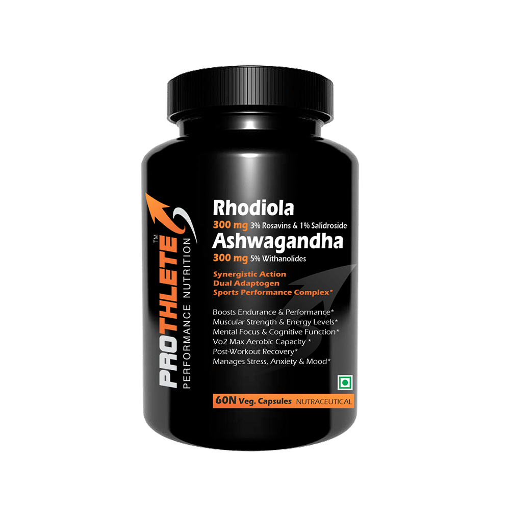 Prothlete Rhodiola 300mg 3% Rosavins & 1% Salidroside Ashwagandha 300mg 5% Withanolides Veg Capsule - Image 1
