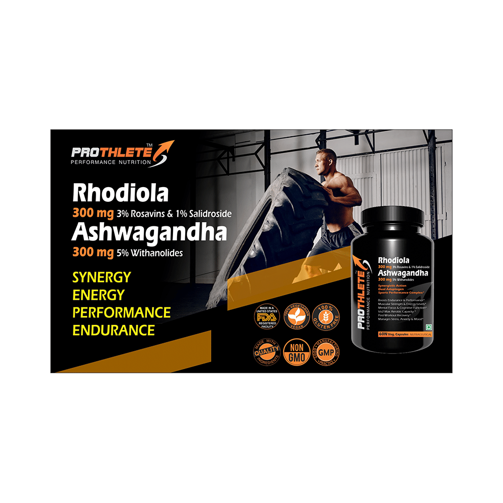 Prothlete Rhodiola 300mg 3% Rosavins & 1% Salidroside Ashwagandha 300mg 5% Withanolides Veg Capsule - Image 6