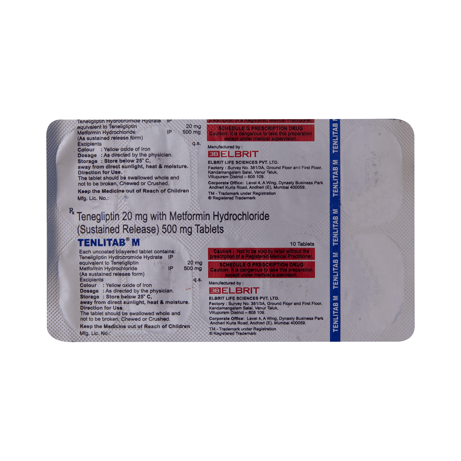 Tenlitab M 500mg/20mg Tablet - Image 3