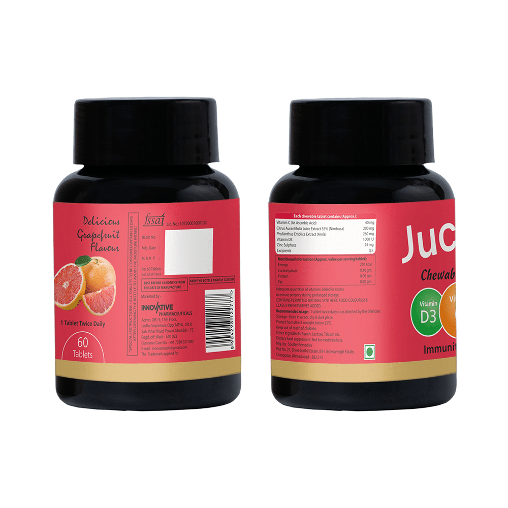 Jucee 500mg Chewable Tablet (60 Each) Delicious Grapefruit - Image 2