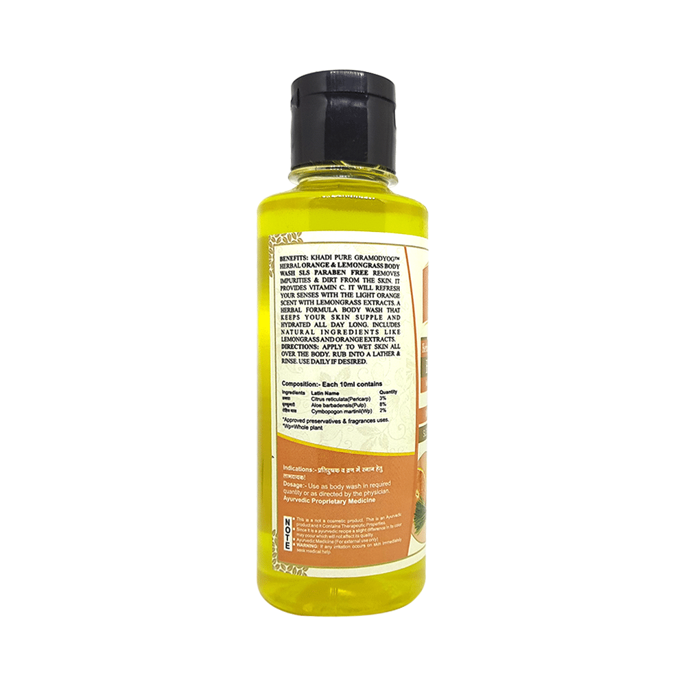 Khadi Pure Herbal Orange & Lemongrass Body Wash SLS-Paraben Free - Image 2