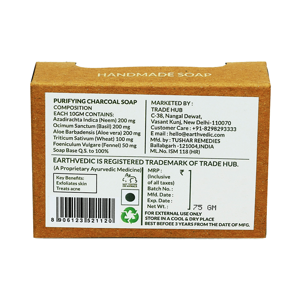 Earthvedic Purifying Charcoal Soap (75gm Each) - Image 3