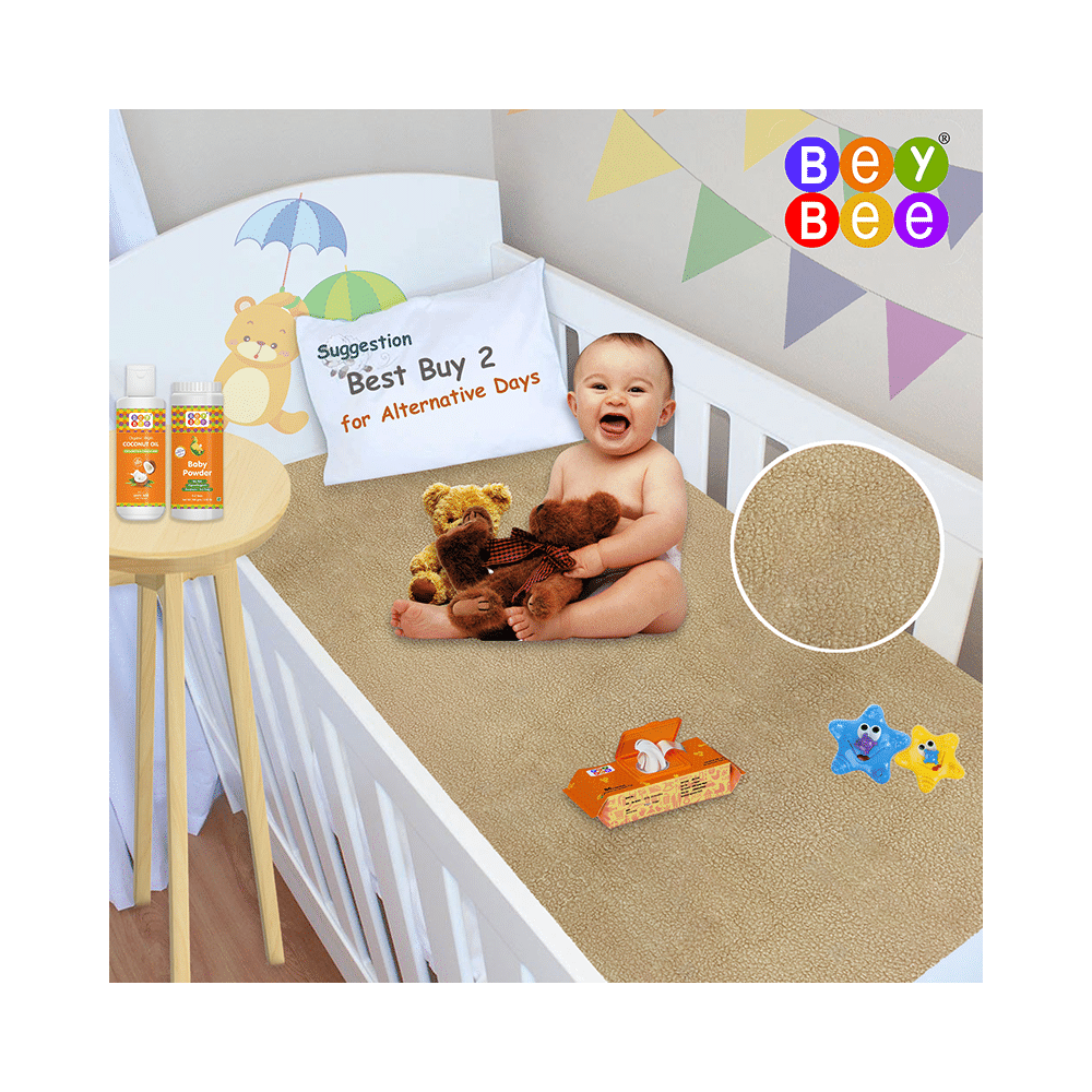 Bey Bee Waterproof Baby Bed Protector Dry Sheet for Toddlers (100cm X 70cm) Medium Beige - Image 2