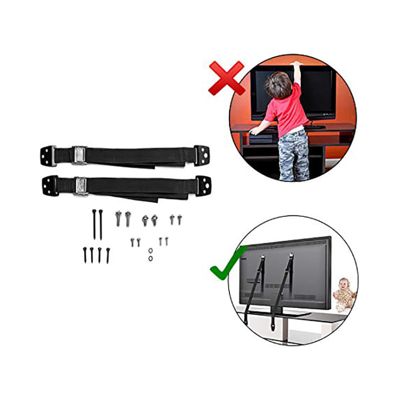 Safe-O-Kid TV Anti-Straps/Furniture Baby Proof Wall Anchor Kit Black - Image 2