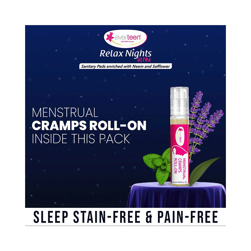 Everteen Relax Nights Ultra Sanitary Pads XXL (40 Each) with Menstrual Cramps Roll-On Inside - Image 3