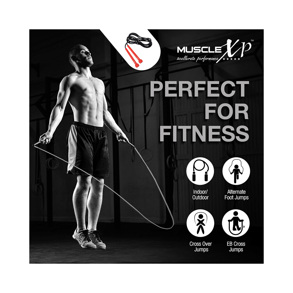 MuscleXP Skipping Rope Red and Black - Image 4