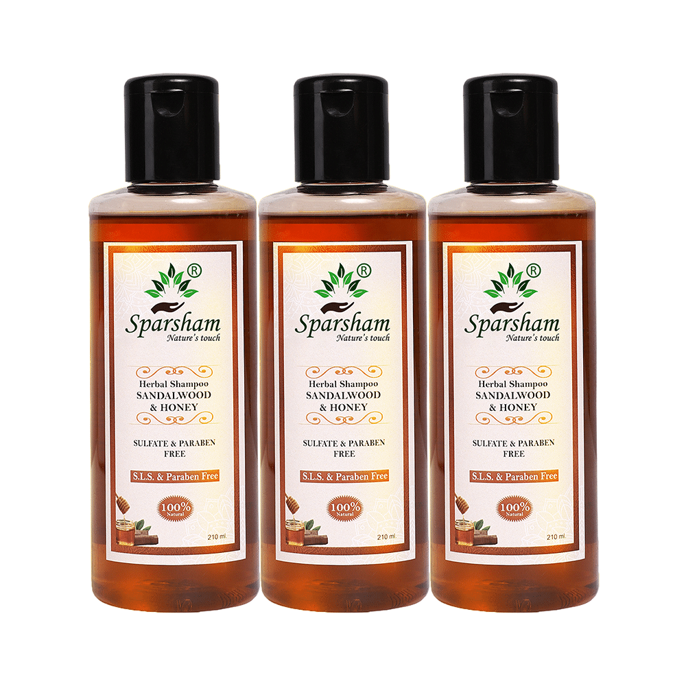 Sparsham Sandalwood And Honey Herbal Shampoo(210ml Each ) SLS & Paraben Free - Image 1