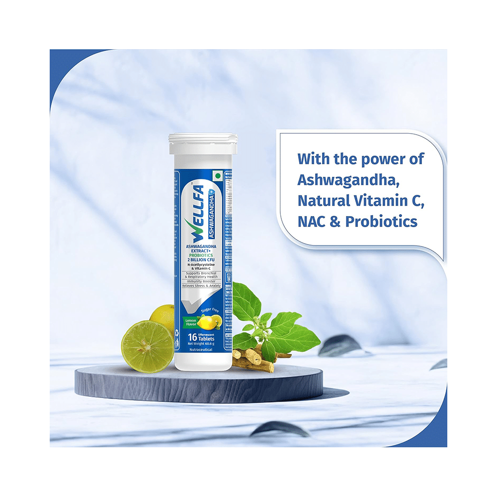 Wellfa Ashwagandha+ Effervescent Tablet(16 Tablets Each) Lemon - Image 4