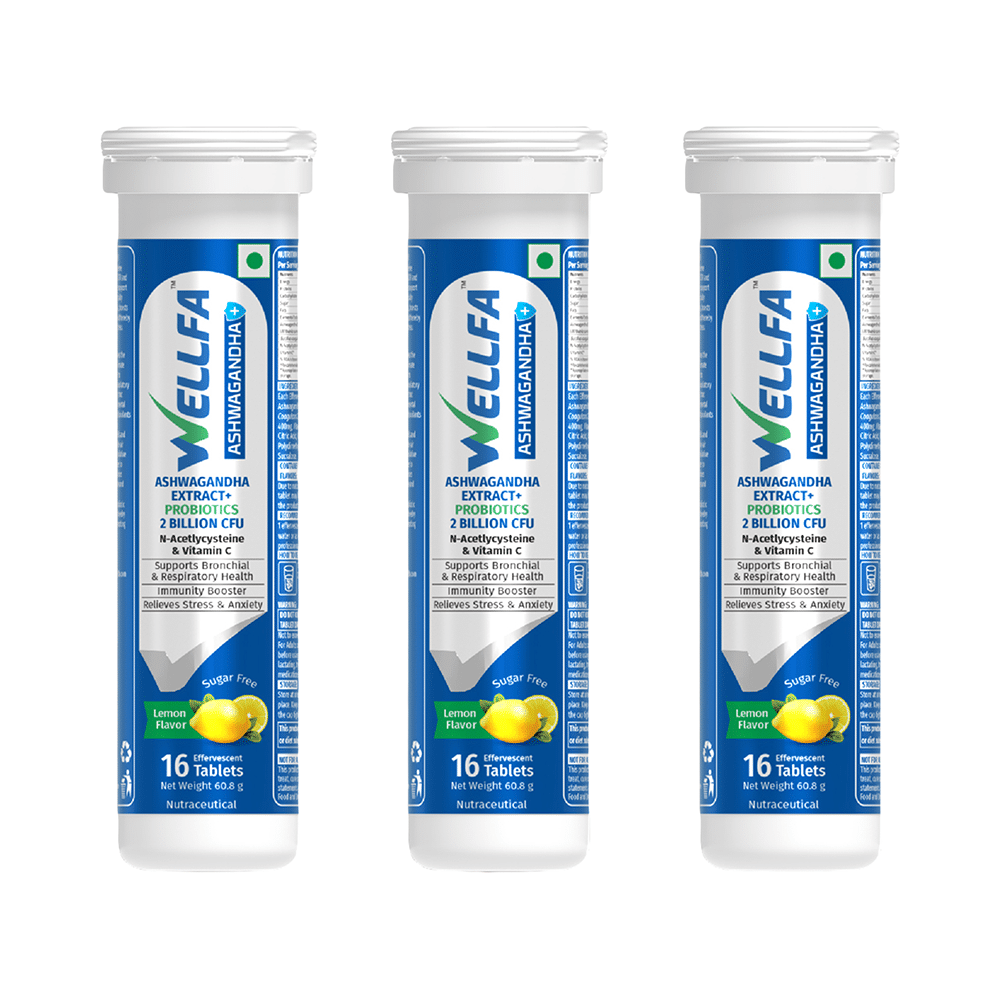 Wellfa Ashwagandha+ Effervescent Tablet(16 Tablets Each) Lemon - Image 1