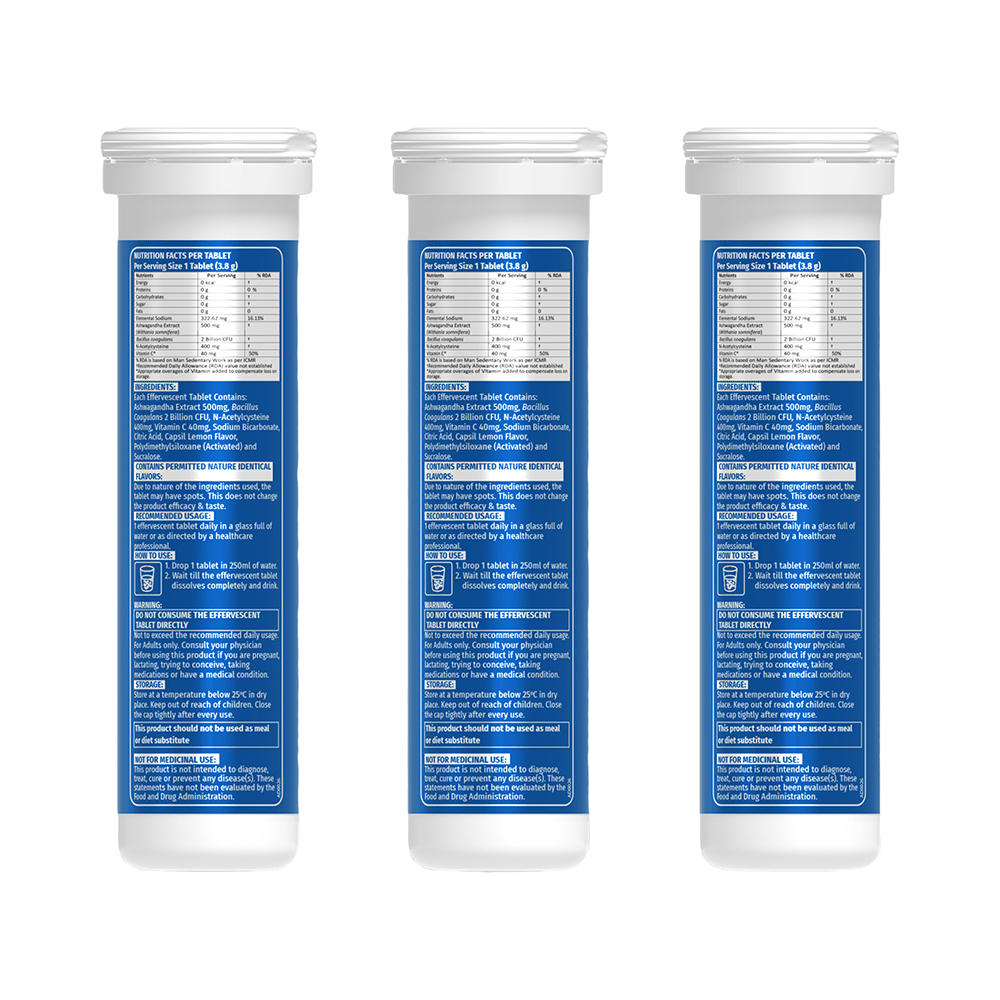 Wellfa Ashwagandha+ Effervescent Tablet(16 Tablets Each) Lemon - Image 2