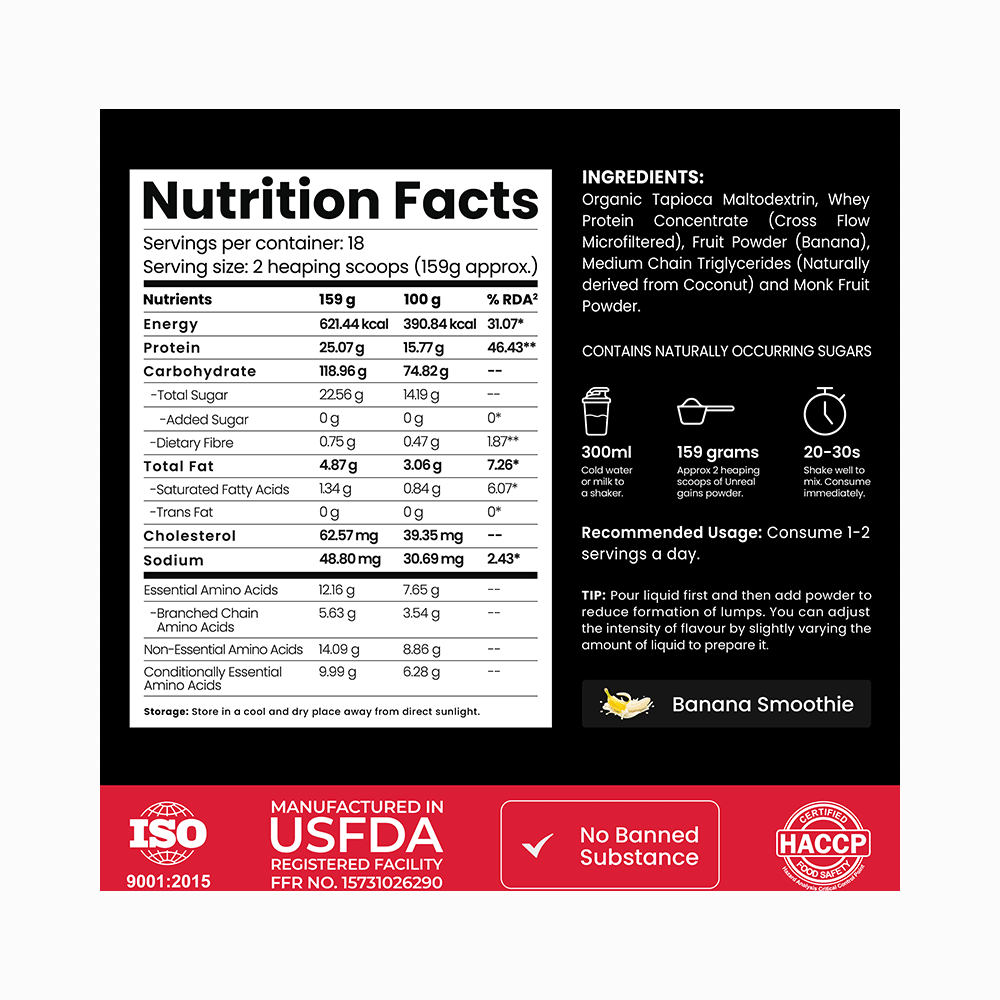Athlab Unreal Gains Powder Banana Smoothie - Image 7
