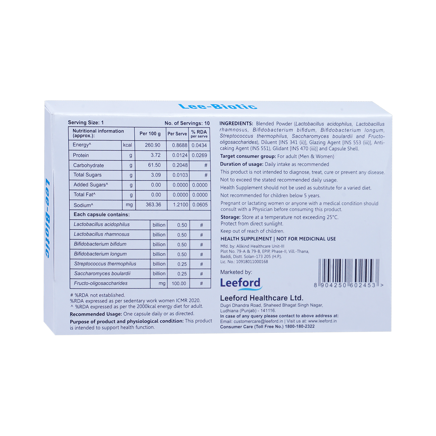 Lee-Biotic Capsule for Stomach Care - Image 3