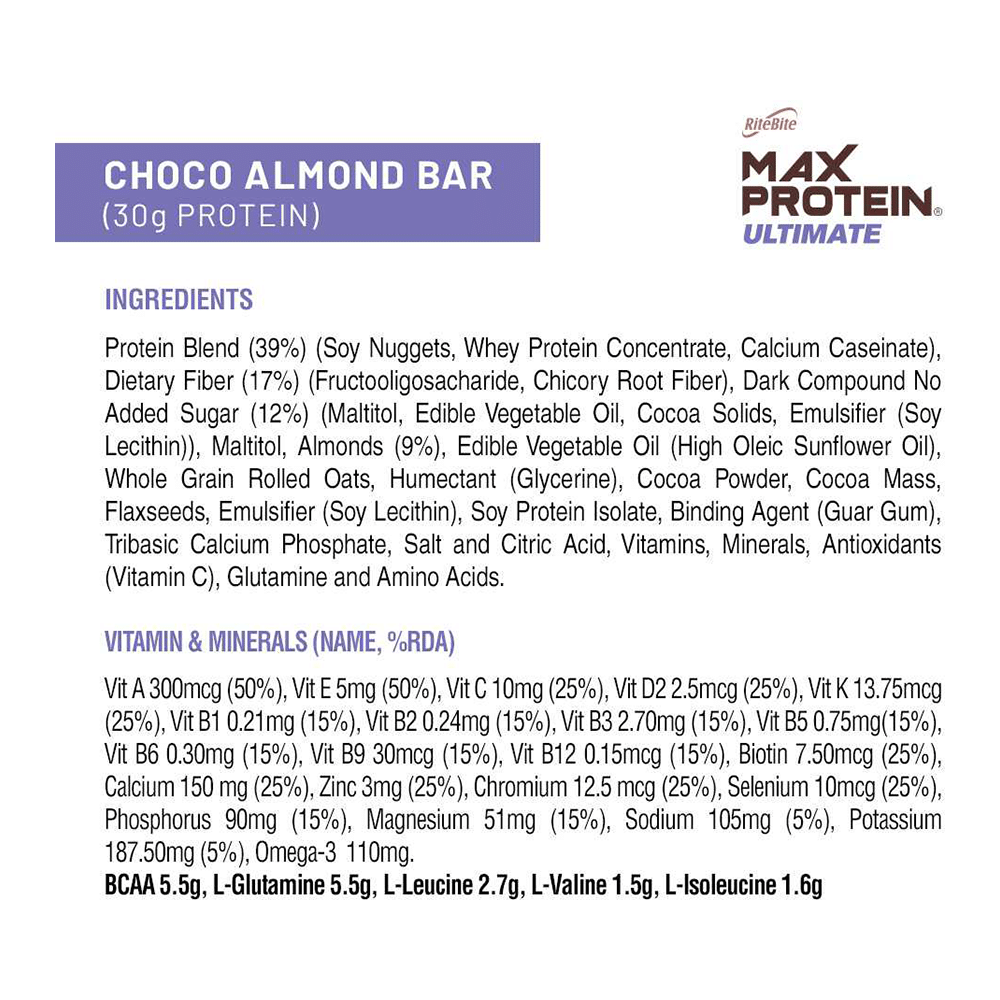 RiteBite Max Protein Ultimate Bar | Flavour Choco Almond - Image 6