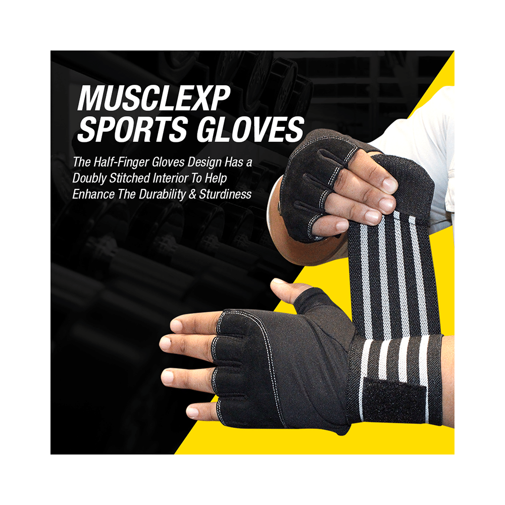 MuscleXP Sports Gloves Black & White - Image 7