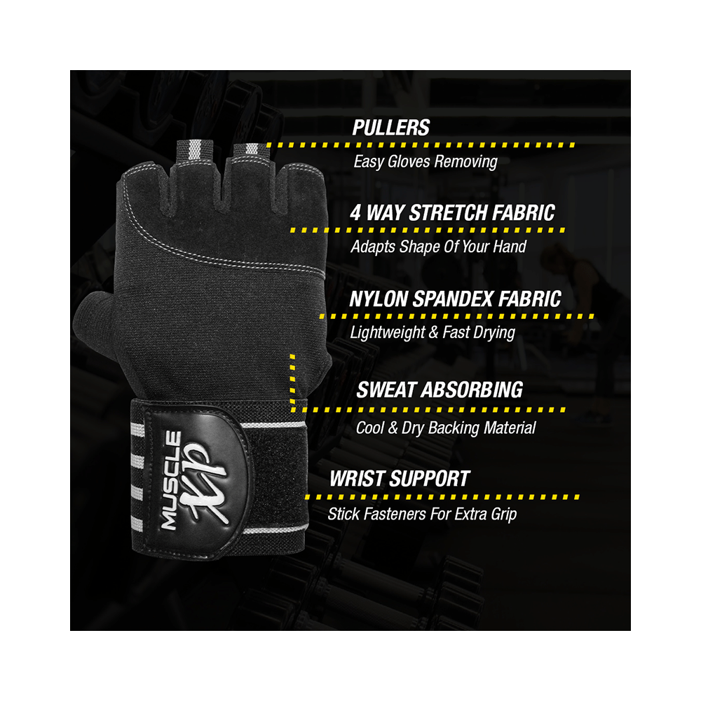 MuscleXP Sports Gloves Black & White - Image 9