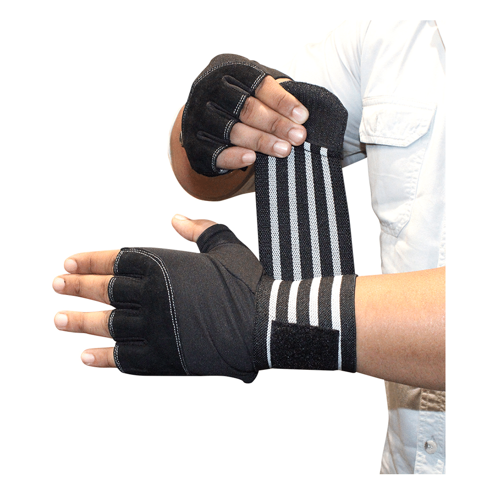 MuscleXP Sports Gloves Black & White - Image 1