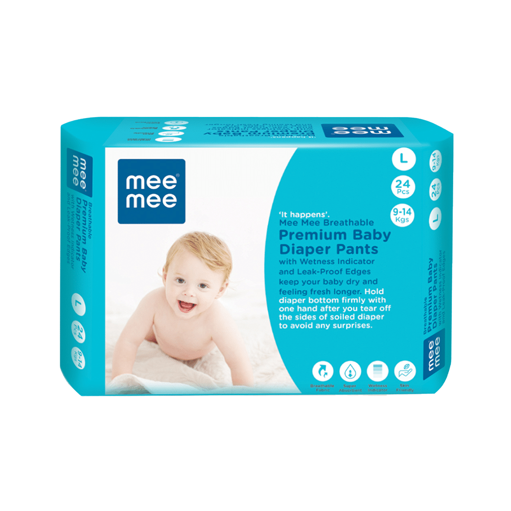Mee Mee Breathable Premium Baby Diaper Pants with Wetness Indicator (24 Each) Large - Image 1