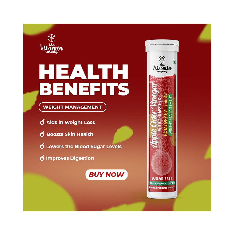 The Vitamin Company Apple Cider Vinegar with The Mother, Pomegranate and Vitamin B6 Effervescent Tablet Green Apple Sugar Free - Image 5