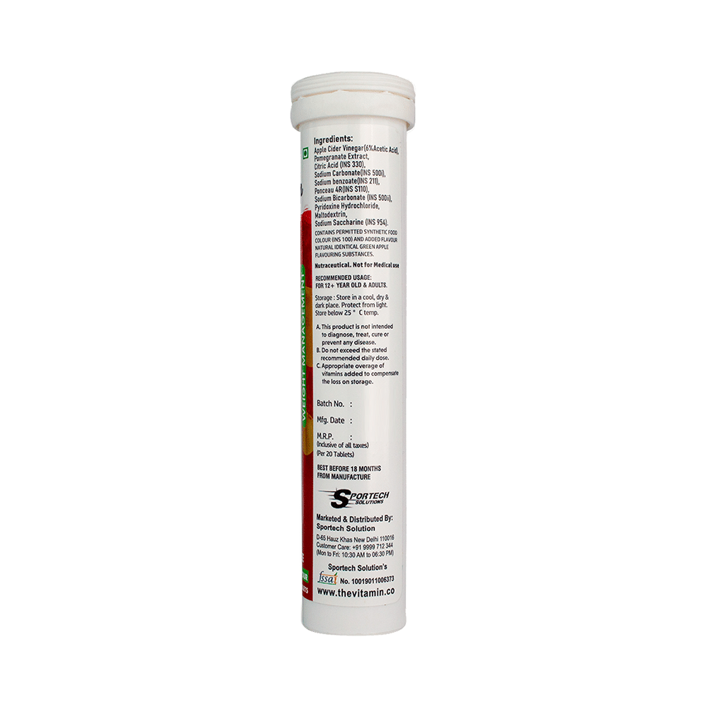 The Vitamin Company Apple Cider Vinegar with The Mother, Pomegranate and Vitamin B6 Effervescent Tablet Green Apple Sugar Free - Image 3