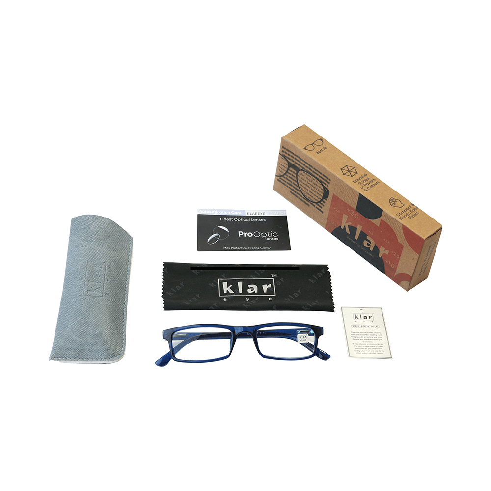 Klar Eye K 3021 Full Rim Rectangle Reading Glasses for Men and Women Blue Optical Power +1 - Image 4